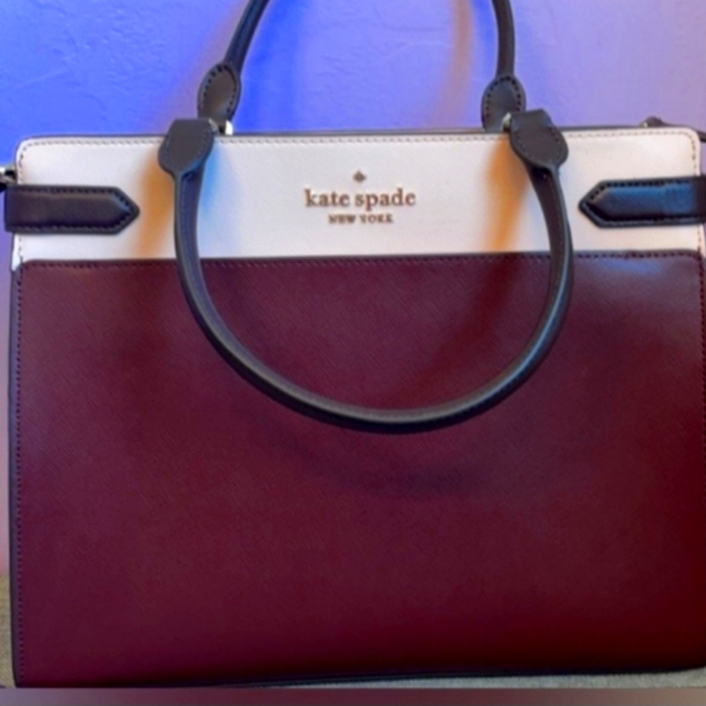 Kate Spade Burgandy large colorblock Stacy satchel